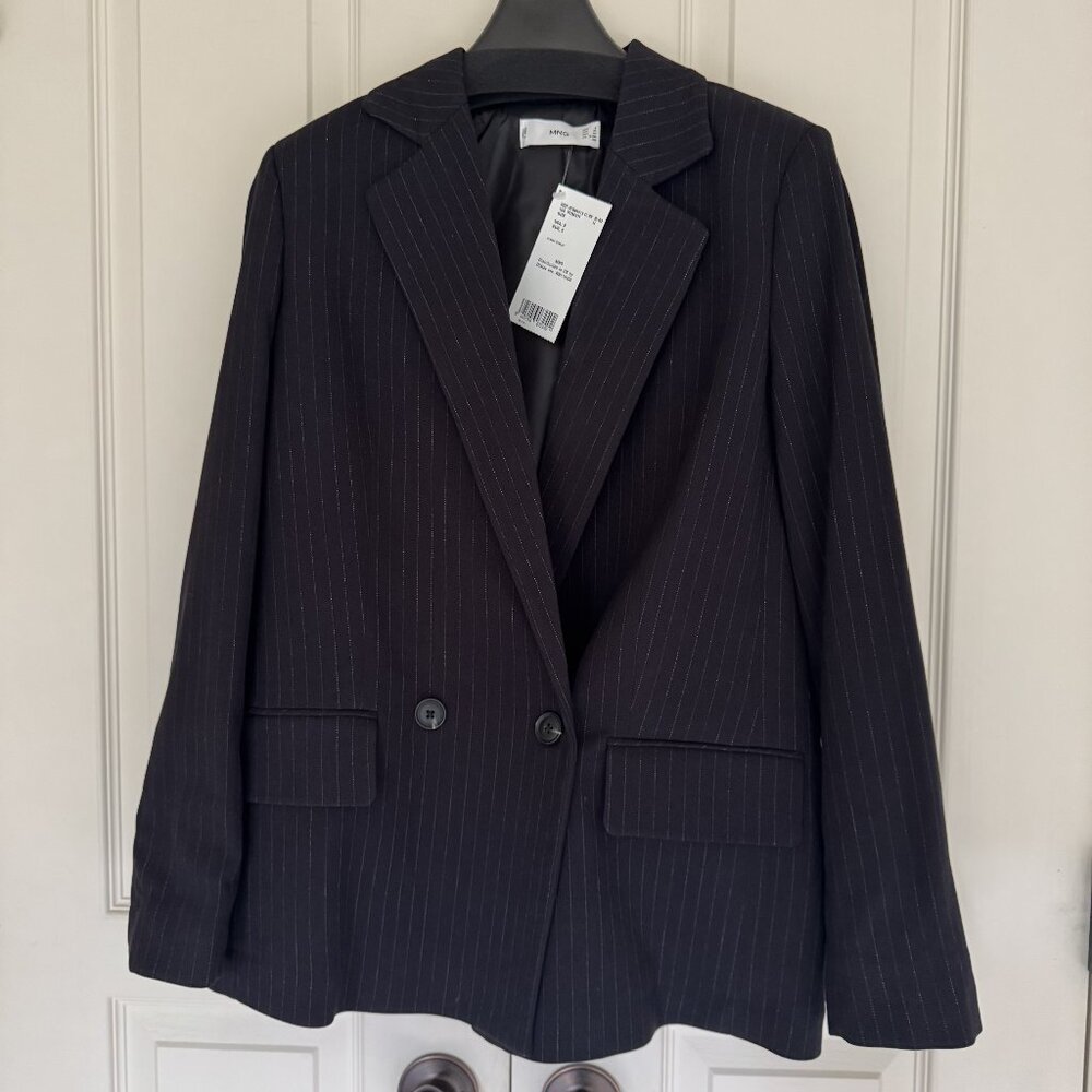 MNG Charlot Blazer in Black Pinstripes Size XSmall